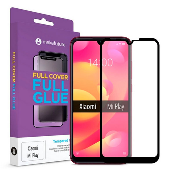 

Захисне скло Xiaomi Mi Play Cover Full Glue прозоре (чорне) MakeFuture, Защитное стекло Full Cover Full Glue Xiaomi Mi Play