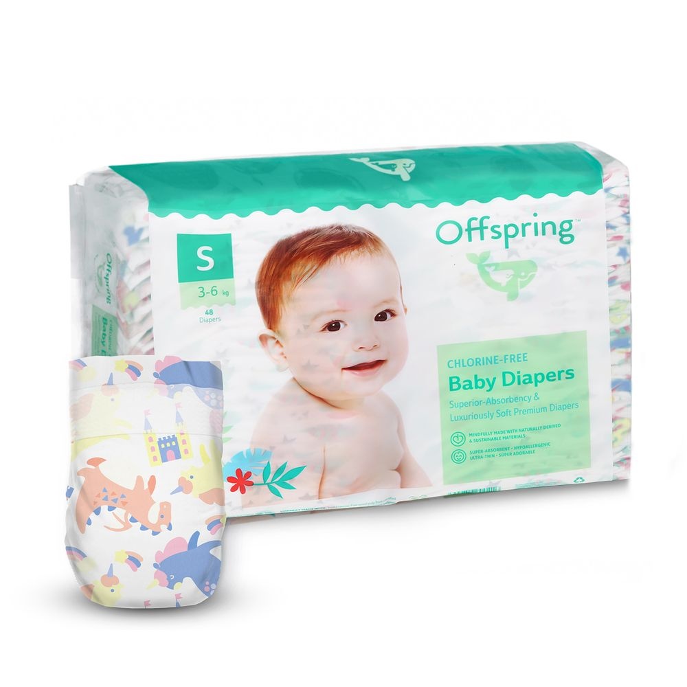Підгузки Offspring розмір S, 3-6 кг, 48 шт, Казковий світ
