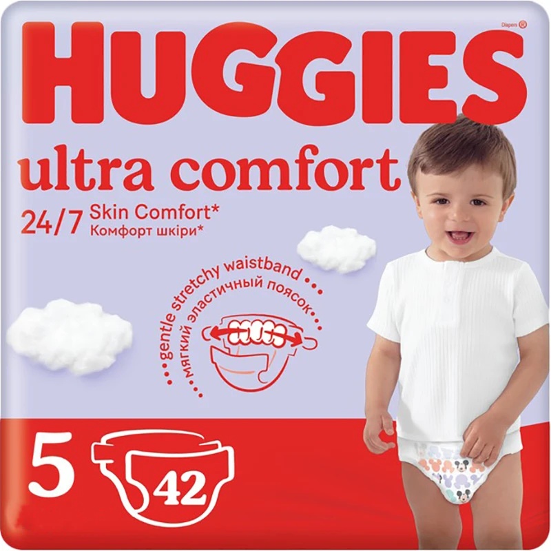 Підгузки Huggies Ultra Comfort 5 (12-22 кг) Jumbo 42 шт (5029053567884_5029053567594)