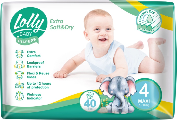 Підгузки Lolly Soft Maxi 4 7-18 кг 40 шт (4820174981266)
