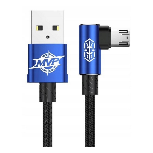 

Кабель USB (папа) = microUSB (папа) 2 м Baseus MVP Elbow Type 1.5A Blue, CAMMVP-B01