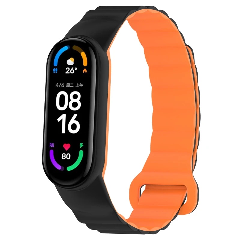 Ремінець для фітнес-браслету EpiK Dual-color Magnetic для Xiaomi Mi Band 9/8 Orange Black (00000077059_2)
