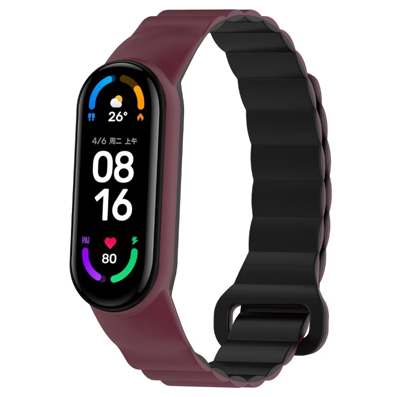 Ремінець для фітнес-браслету EpiK Dual-color Magnetic для Xiaomi Mi Band 7/6/5/4/3 Plum Black (00000077058_10)