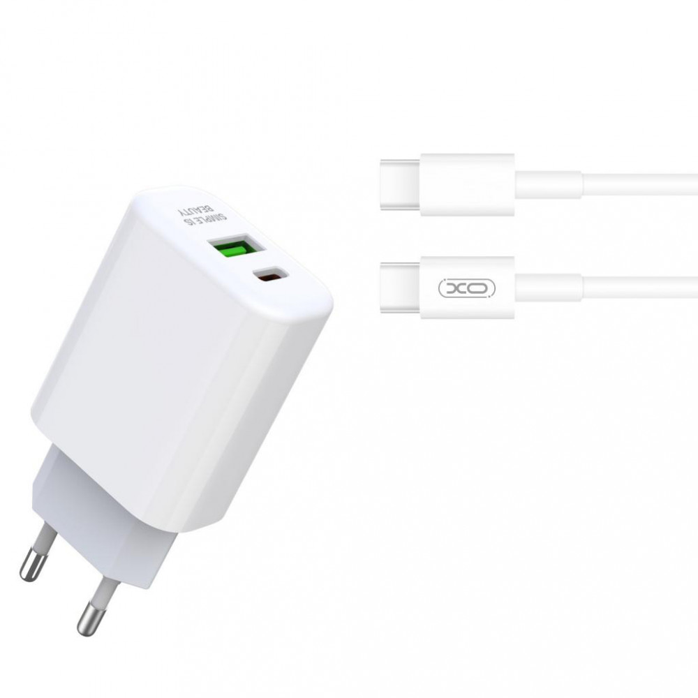 Мережевий зарядний пристрій для телефона XO L85A + Type-C PD20W/QC3.0 White 18W XO - купити в Україні