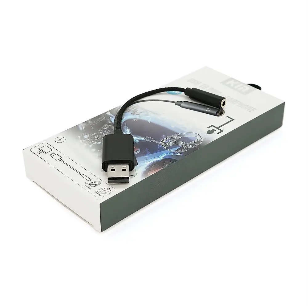 Перехідник KIN KY-210 USB2.0 (тато) - Jack3.5 (мама) Black