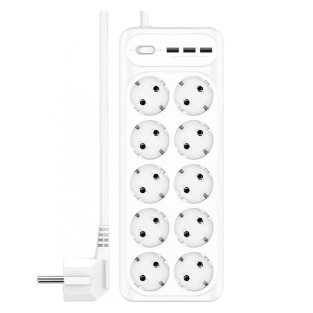 Мережевий фільтр XO WL07 2m 10AC + 3USB 3.1A