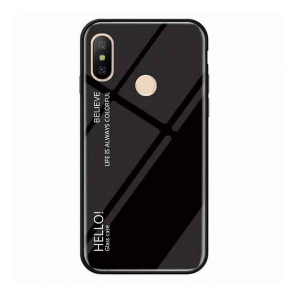 

Накладка для Xiaomi Mi A2 TPU+Glass Gradient HELLO Black, Xiaomi Mi A2 Gradient HELLO
