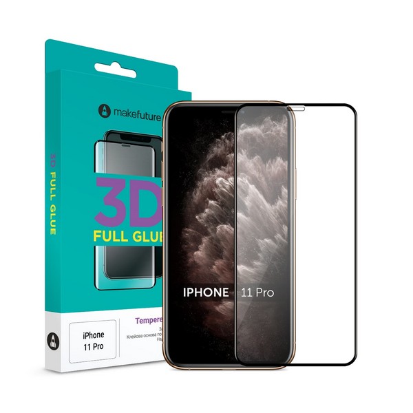 

Захисне скло Apple iPhone 11 Pro/iPhone Xs/iPhone X 3D (MG3D-AI11P) чорне MakeFuture, Защитное стекло 3D Apple iPhone 11 Pro Black (MG3D-AI11P)