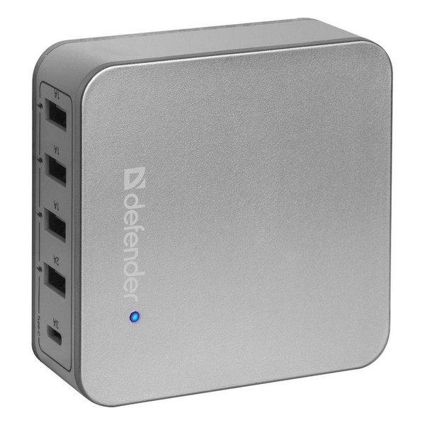 

Зарядний пристрій мережевий Defender 4xUSB 8A + Type C (мама) UPA-50 Silver, Сетевое З/У UPA-50 (83538)