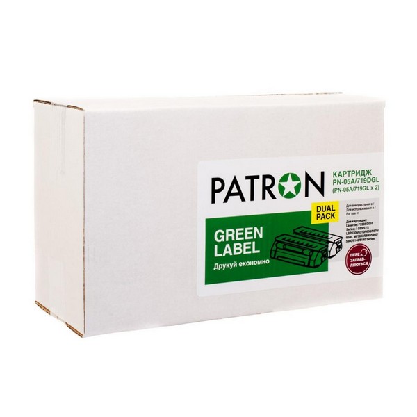 

Картридж Patron HP LJ CE505A/Canon 719 Green Label Dual Pack (PN-05A/719DGL) CT-HP-CE505AD-PN-GL, HP LJ CE505A/Canon 719 Green Label Dual Pack (PN-05A/719DGL) CT-HP-CE505AD-PN-GL