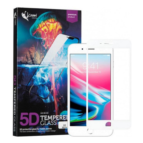 

Захисне скло Apple iPhone 7/iPhone 8 5D прозоре (біле) Krazi, Apple iPhone 7/iPhone 8 5D