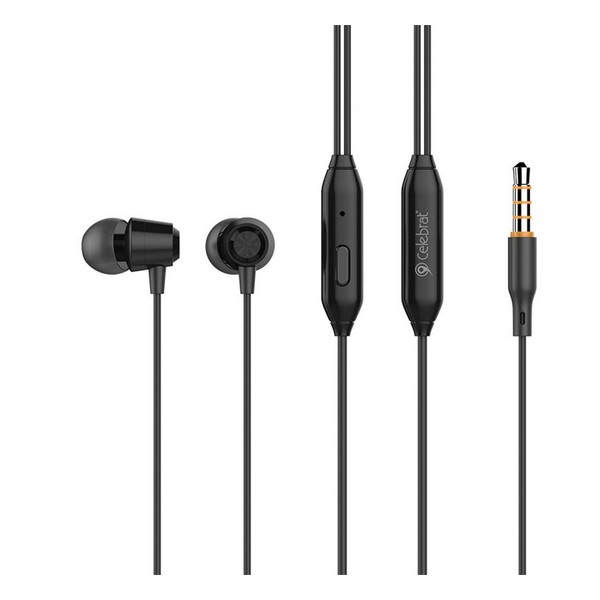 

Навушники вакуумні провідні з мікрофоном Celebrat G4 Black, G4 Black