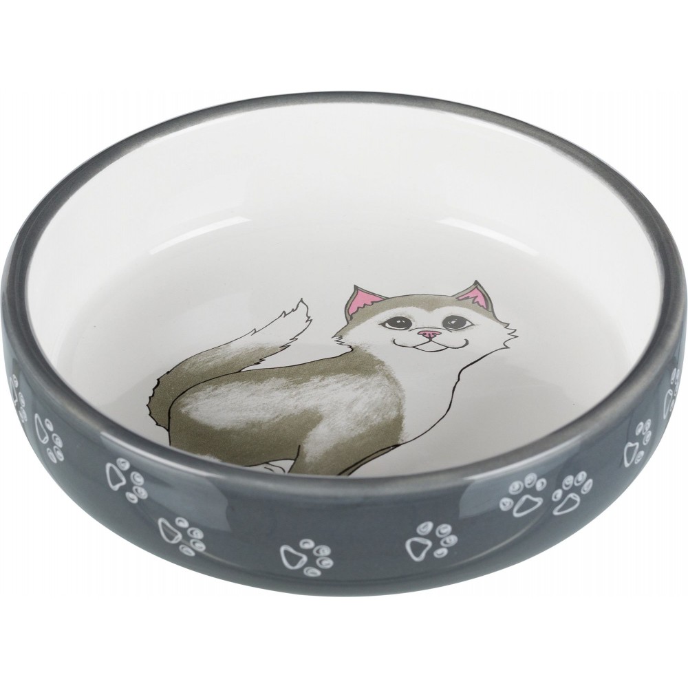 Миска для тварин Trixie 15 см, 300 мл White Gray для котів короткомордих порід (24784)