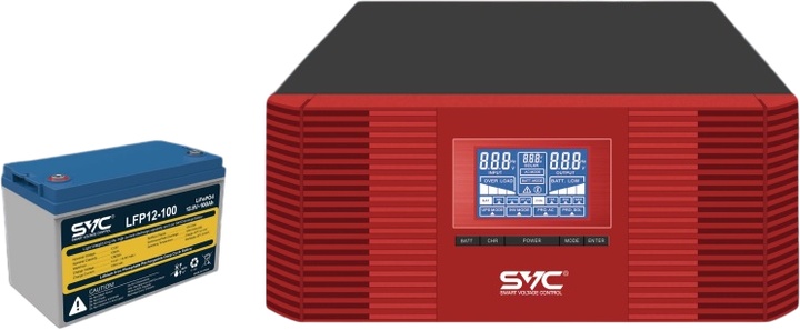 Джерело безперебійного живлення SVC XL-1200 1200ВА/1000Вт LiFePO4 100Ah/1280Wh (XL-1200+12.8V 100Ah)