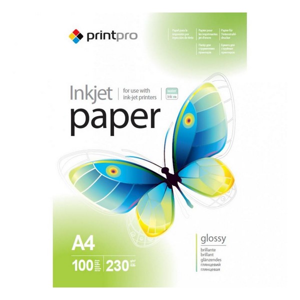 

Папір A4 100л 230 г/м2 PGE230100A4 PrintPro, 230г/мВІ, A4, 100л, глянцевая (PGE230100A4)