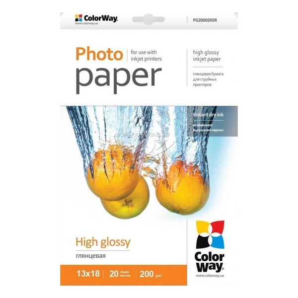 

Папір A5 100л глянцевий 200 г/м2 PG2001005R ColorWay, PG200-100 13x18 (PG2001005R)