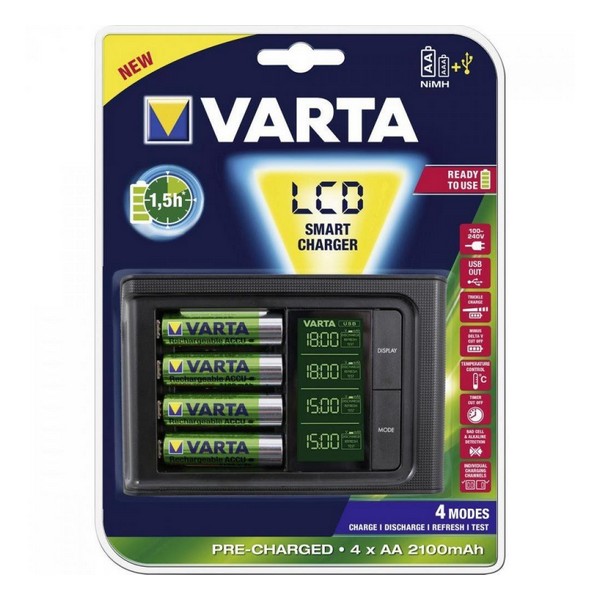 

Зарядний пристрій AA/AAA Varta LCD SMART CHARGER + 4xAA 2100 mAh (57674101441, LCD SMART CHARGER + 4AA 2100 mAh (57674101441)