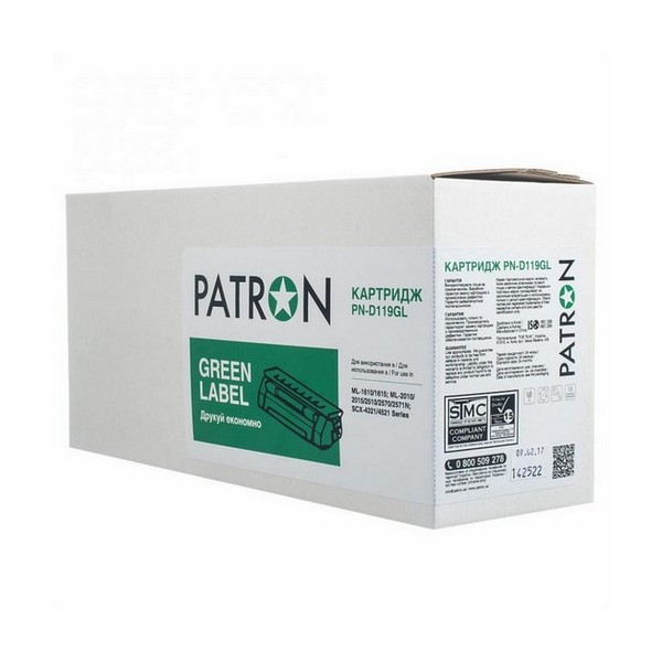 

Картридж Patron Samsung MLT-D119S (PN-D119GL) ML-1610/ML-2010/SCX-4521 Green Label CT-SAM-MLT-D119SP, Samsung MLT-D119S (PN-D119GL) ML-1610/ML-2010/SCX-4521 Green Label CT-SAM-MLT-D119SPNGL