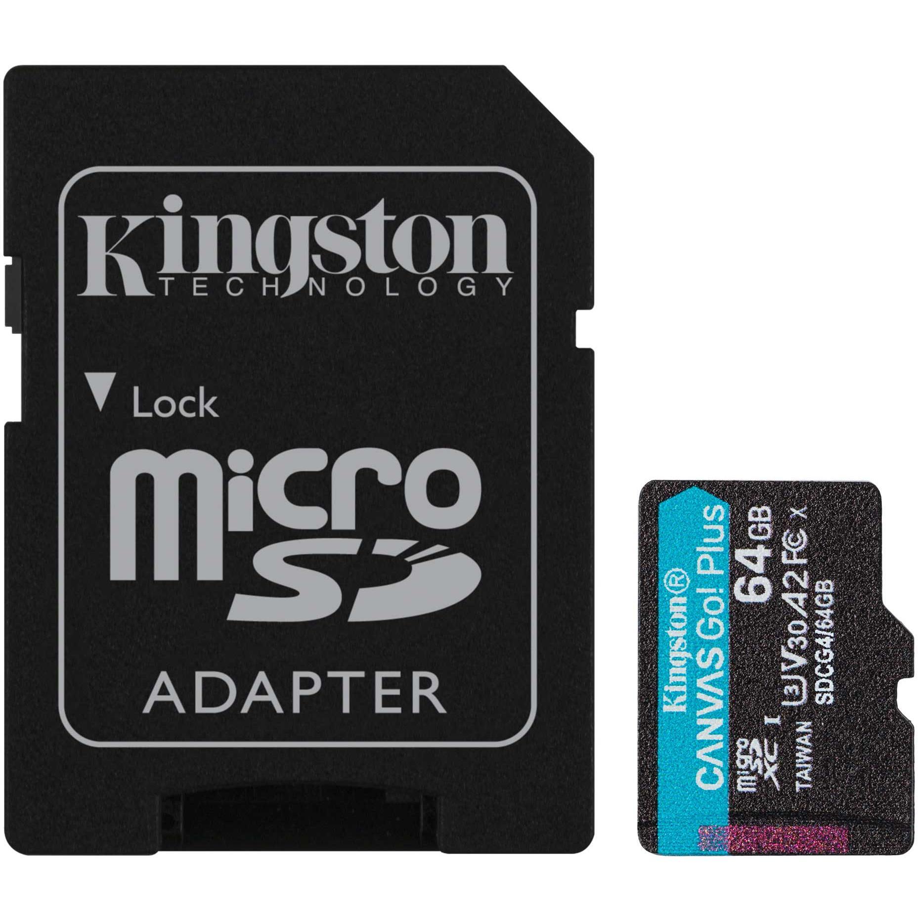 Карта памяті Kingston 64GB C10 UHS-I U3 A2 V30 R200MB/s + SD (SDCG4/64GB) Kingston - купити в Україні
