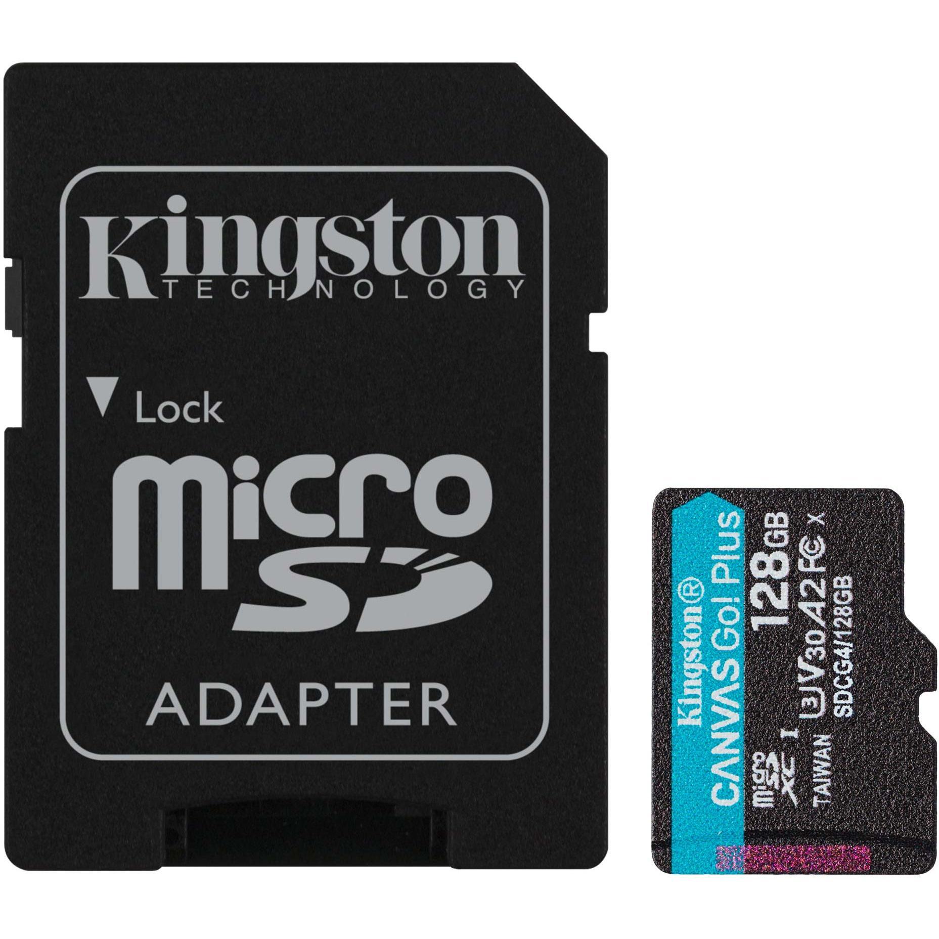 Карта памяті Kingston 128GB microSDXC сlass 10 UHS-I U3 V30 A2 Canvas Go Plus G4 (SDCG4/128GB)