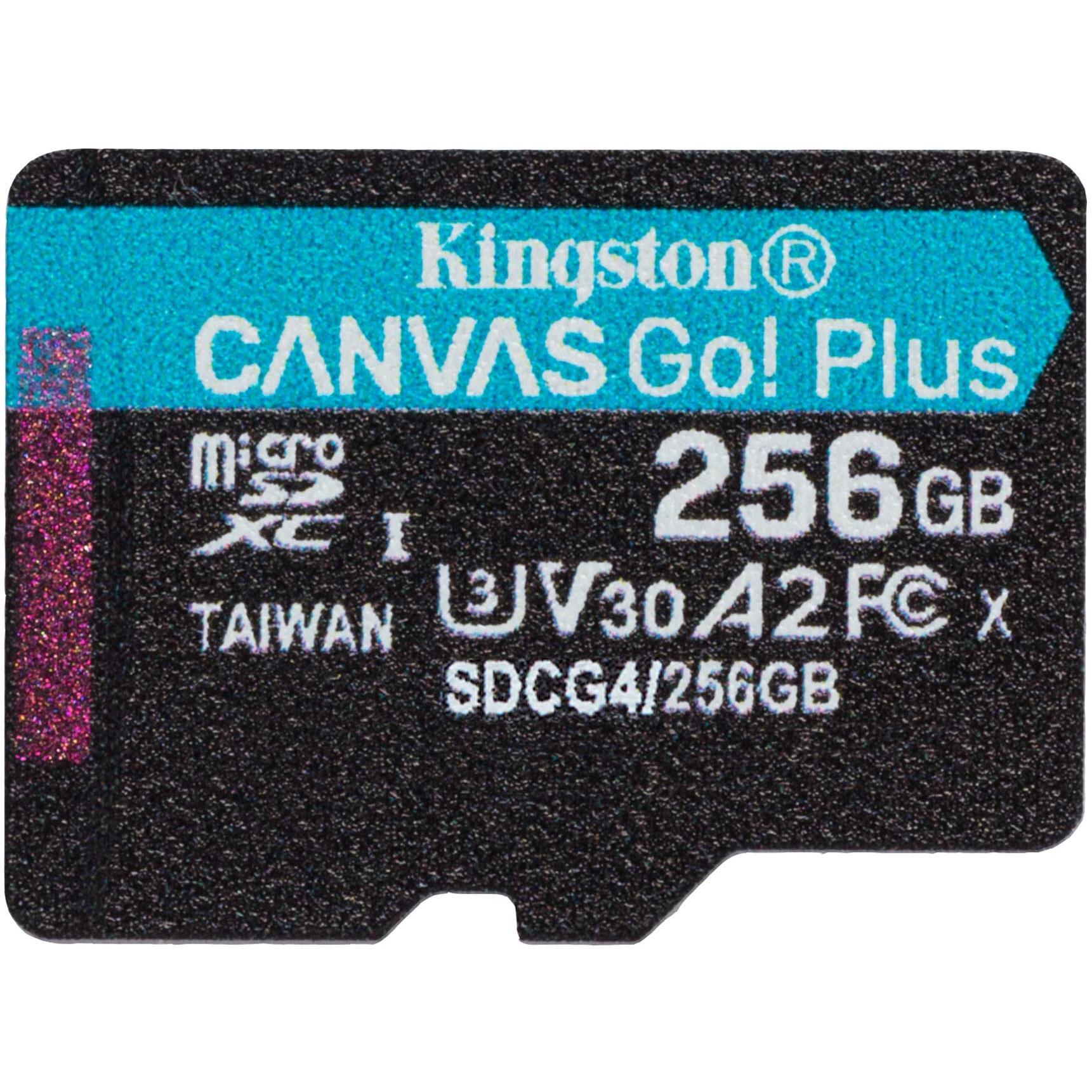 Карта памяті Kingston 256GB microSDXC сlass 10 UHS-I U3 V30 A2 Canvas Go Plus G4 (SDCG4/256GBSP)
