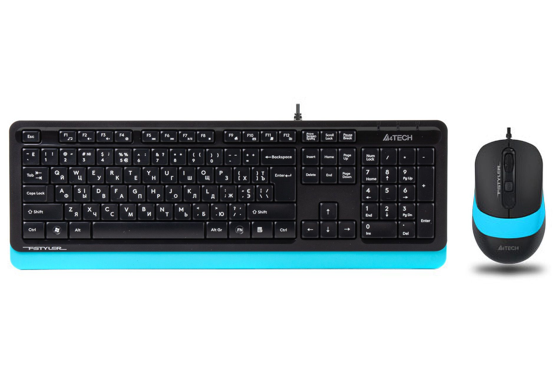 Комплект клавіатура та миша A4Tech Fstyler F1010 Black Blue (USB класичний)