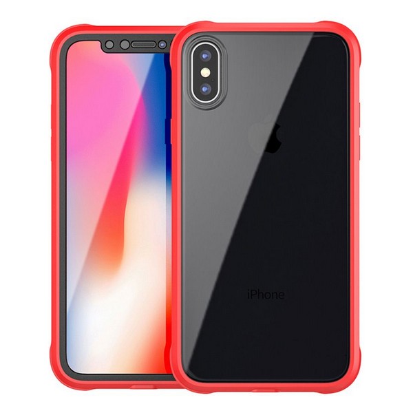 

Накладка для iPhone X/iPhone XS iPaky 360 TPU Border+Transparent PC back Red, Apple iPhone X/Apple iPhone XS 360 TPU Border+Transparent PC back