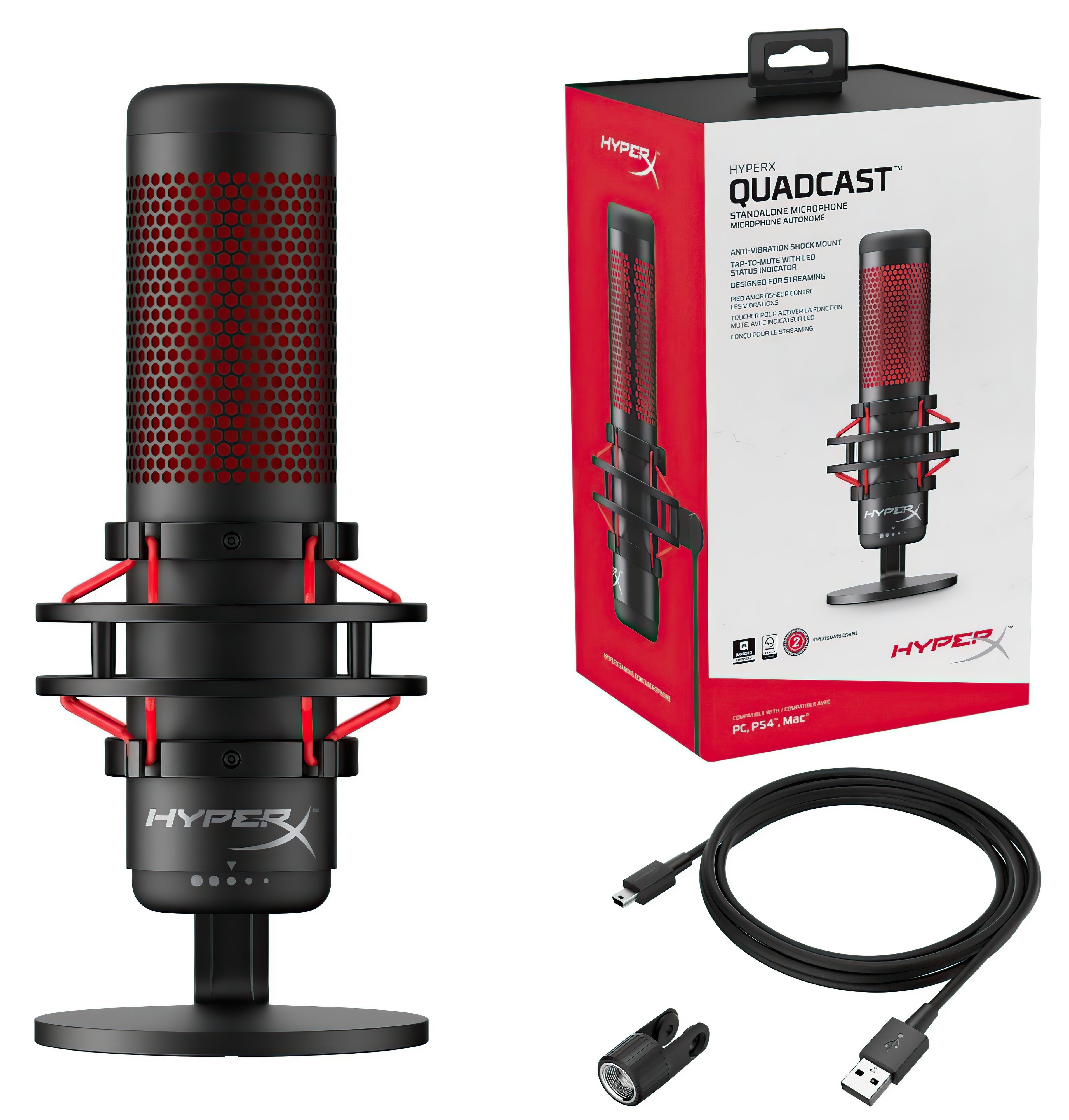 Мікрофон HyperX Quadcast Black Red (HX-MICQC-BK) купити, ціна та ...