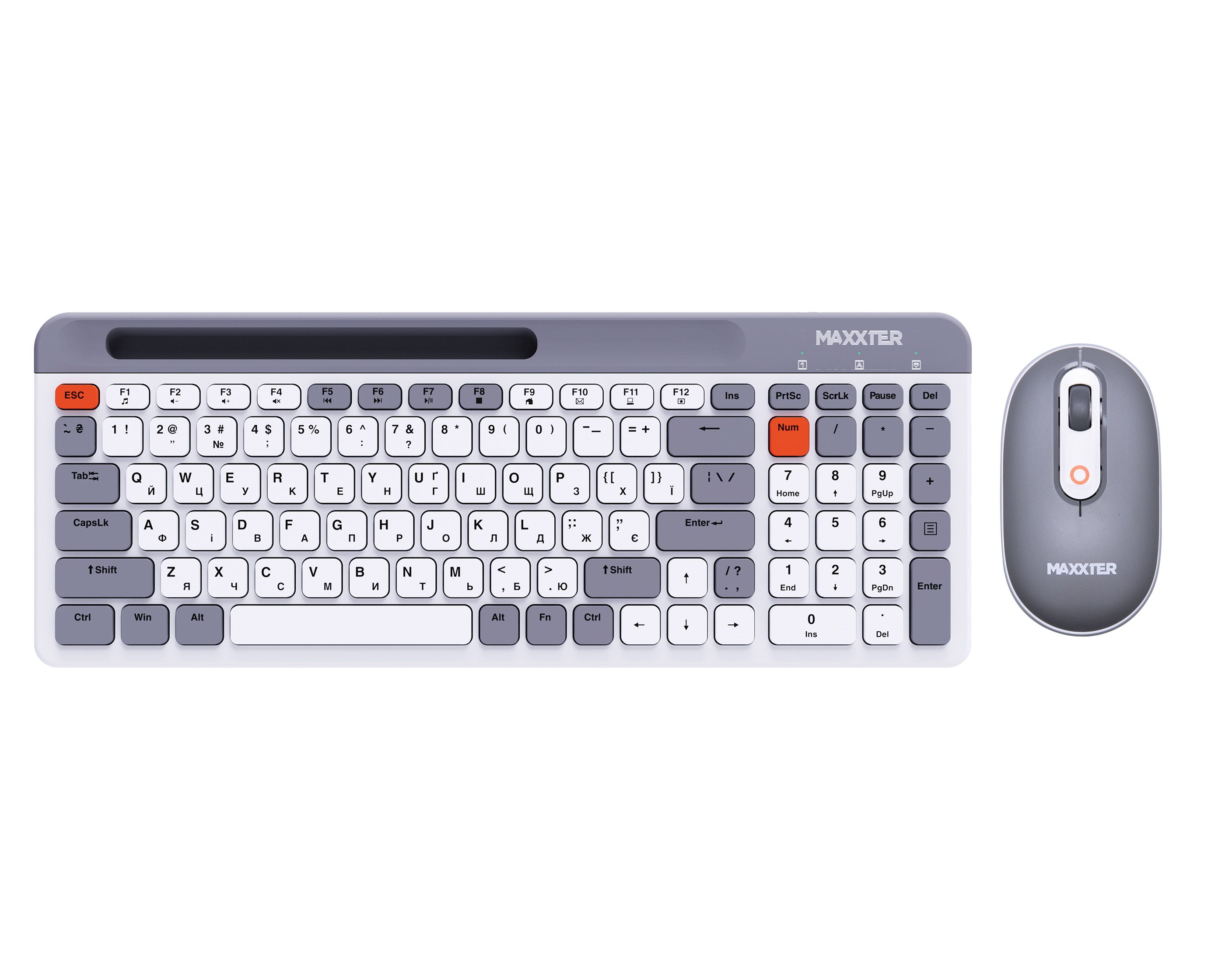 Комплект клавіатура та миша Maxxter KMS-WCM-03G-UA Gray