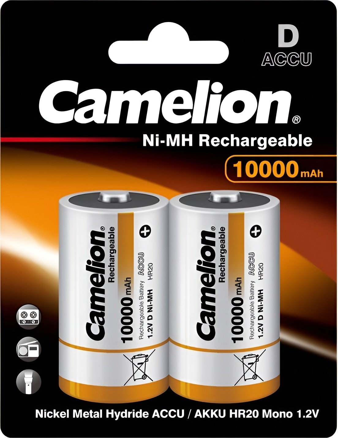 Акумулятор Camelion D 10000mAh Ni-MH * 2 R20-2BL (NH-D10000BP2)