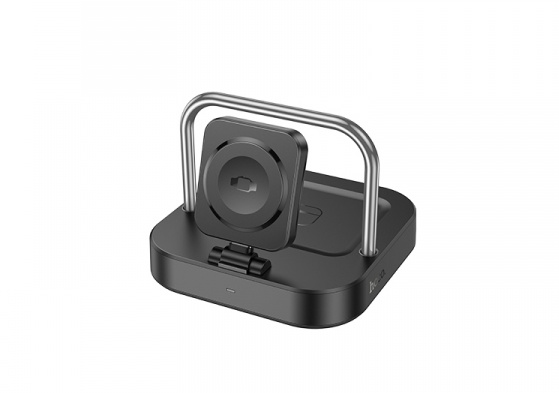 Бездротовий зарядний пристрій Hoco CQ16A Astute 3-in-1 desktop charger + watch charger Black