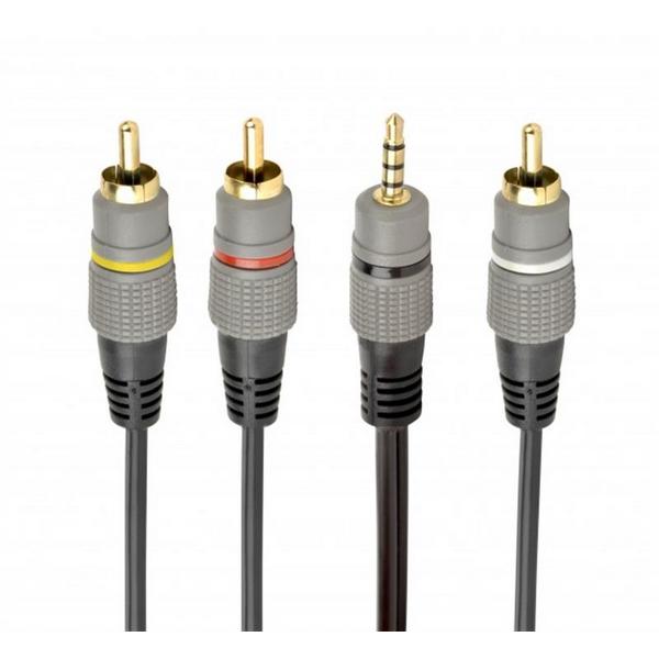 Аудіо-кабель Cablexpert CCAP-4P3R mini-jack 3.5(тато)3хRCA(тато), 1,5m Black