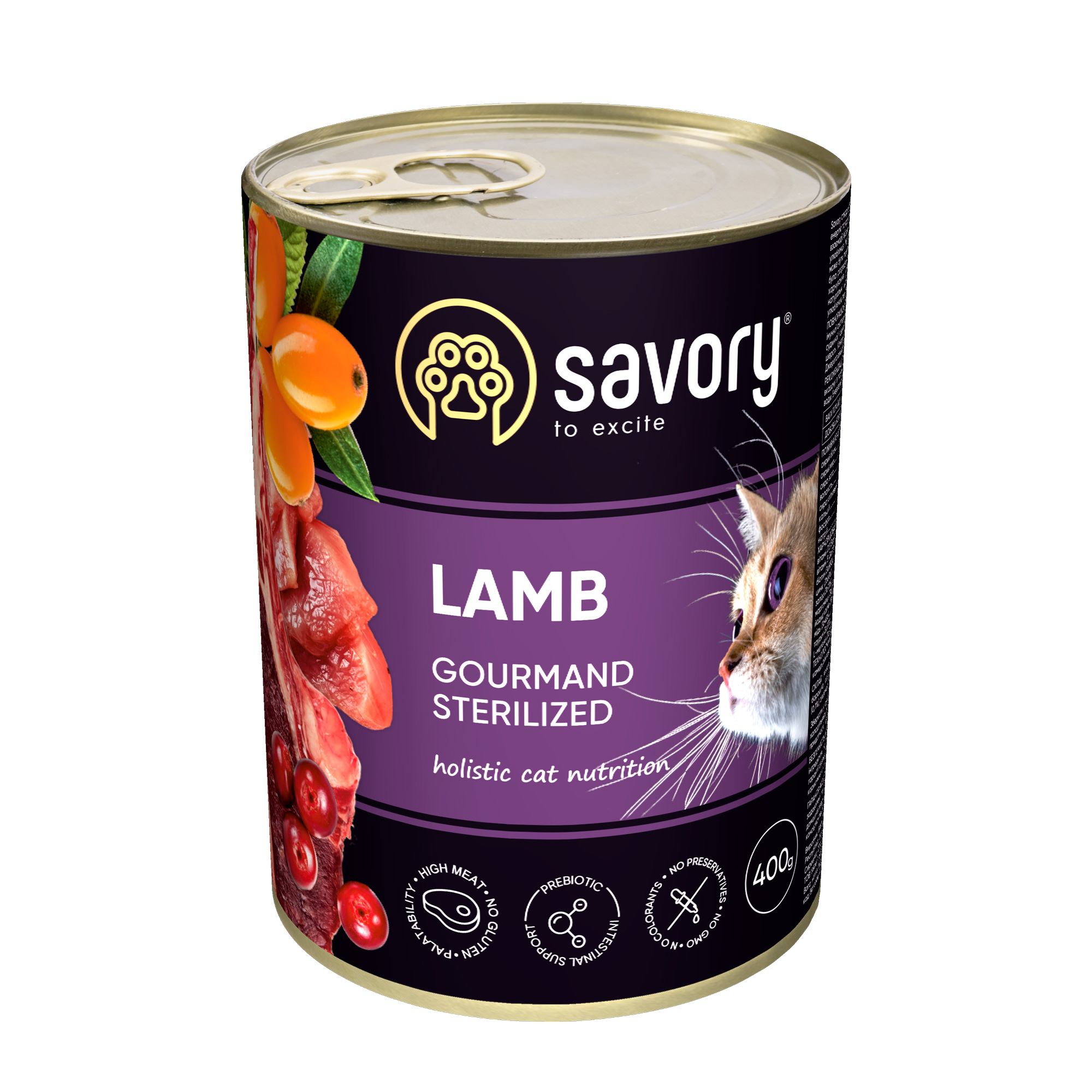 Корм вологий Savory Cat Can Adult Sterilised Lamb 400 г Savory - купити в Україні