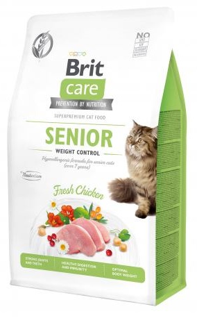 Корм сухий Brit Care Cat Grain Free Senior Weight Control для котів похилого віку з надмірною вагою з куркою 400 г Brit - купити в Україні