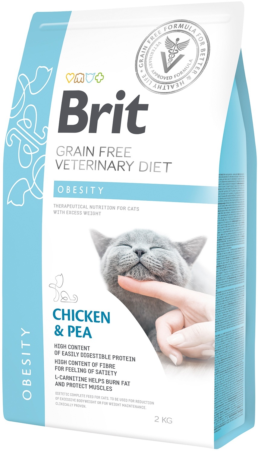 Корм сухий Brit Grain Free VetDiet Cat Obesity для котів з зайвою вагою та ожирінням з куркою та горохом 2 кг