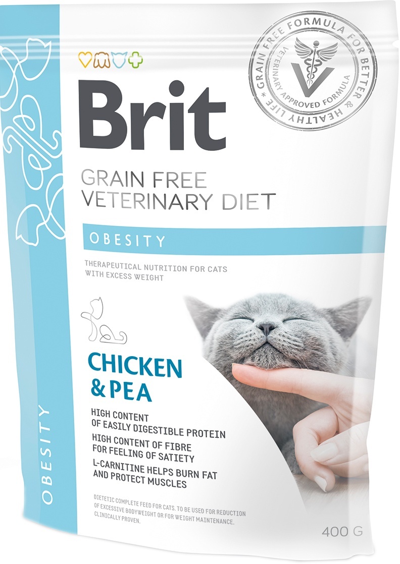 Корм сухий Brit Grain Free VetDiet Cat Obesity для котів з зайвою вагою та ожирінням з куркою та горохом 400 г