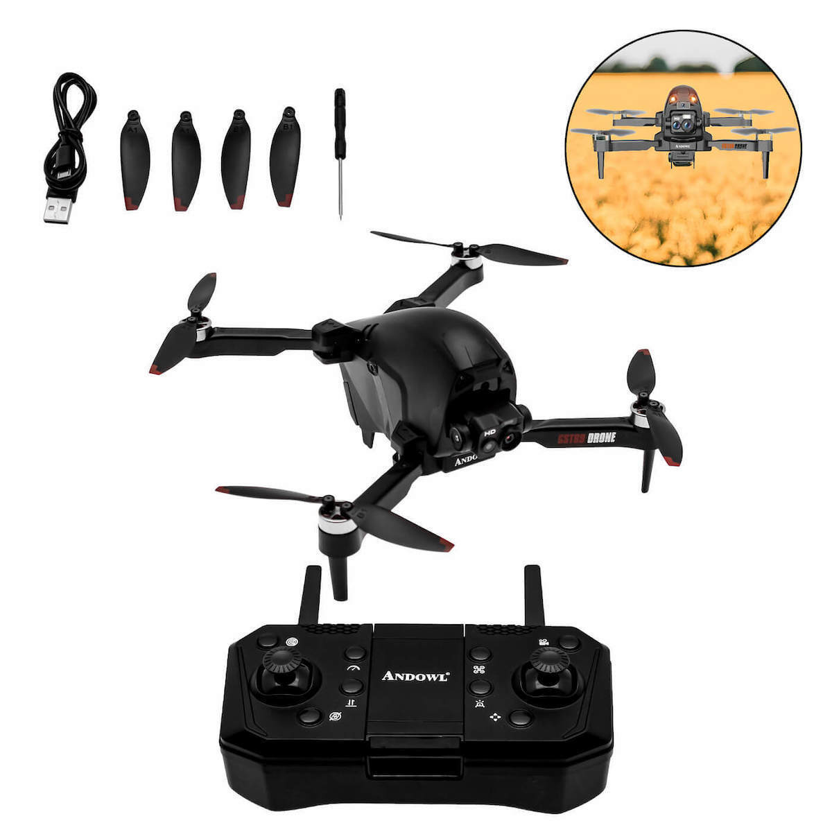 Квадрокоптер (дрон) Andowl GST69 4K Ultra HD 14 +пульт