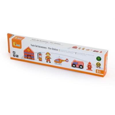 Залізниця Viga Toys 50815 Dark Red Пожежна станція