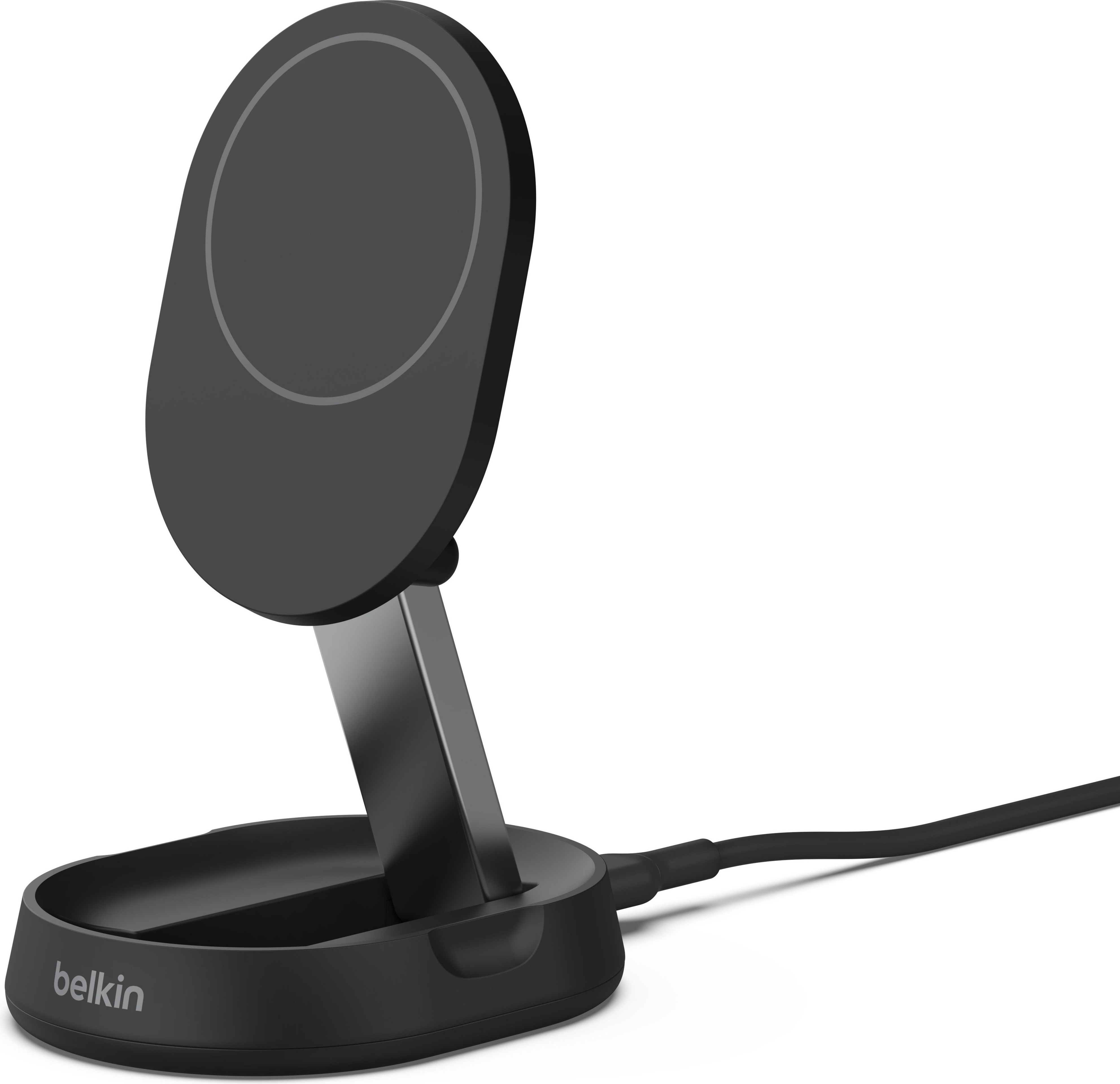 Бездротовий зарядний пристрій Belkin 15W Magnetic Stand Qi2 20W adapter USB-C Black (WIA008VFBK)