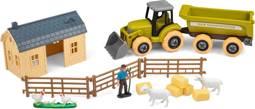 Ігровий набір OTAMANKO (5320160) Веселий хутір (трактор з причепом та ферма з вівцями та курями)