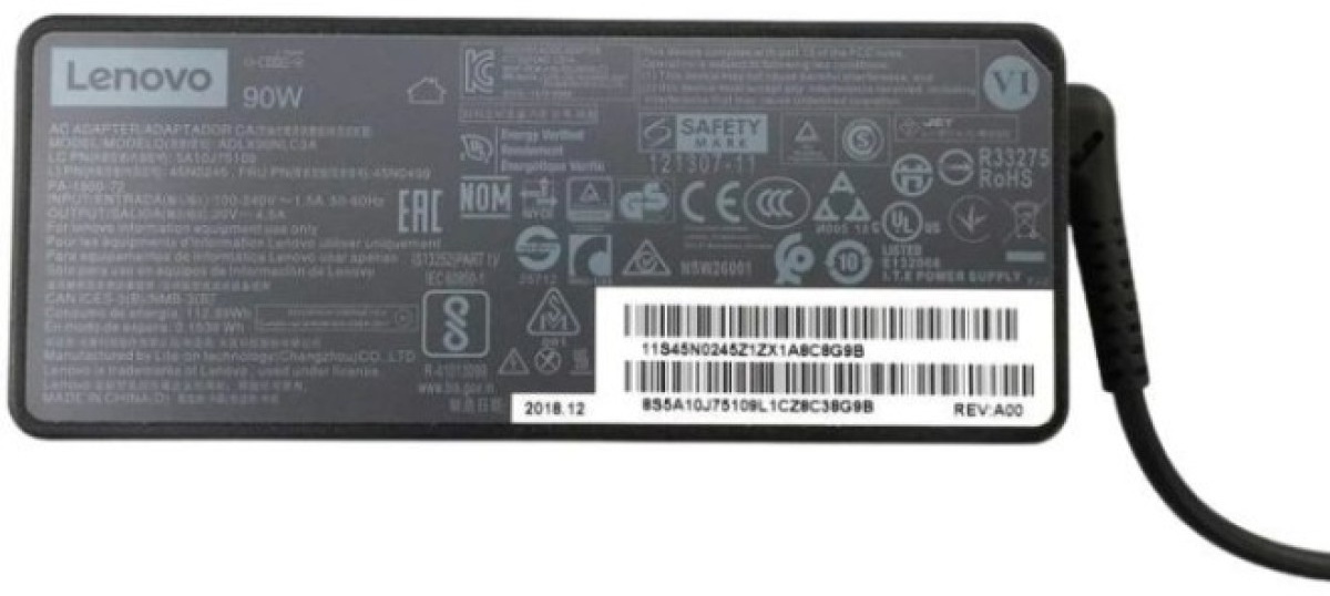 Блок живлення для ноутбука Lenovo 90W 20V, 4.5A, 5.5/2.5 (ADLX90NLC3A / A40382)