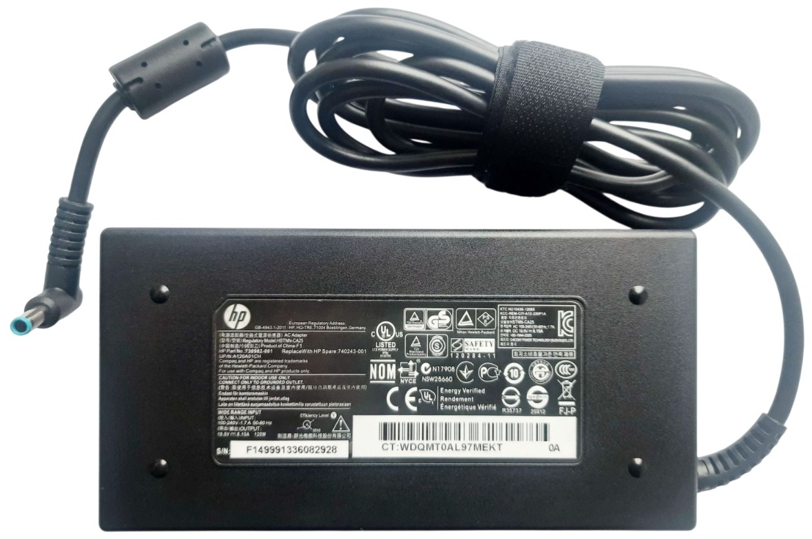 Блок живлення для ноутбука HP 120W 19.5V, 6.15A, розєм 4.5/3.0 (pin inside), Slim-корпус (HSTNN-CA25 / A40322)