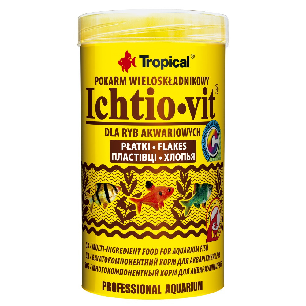 Корм Tropical Ichtio-Vit для всіх акваріумних риб пластівці 100 г/ 500 мл Tropical - купити в Україні