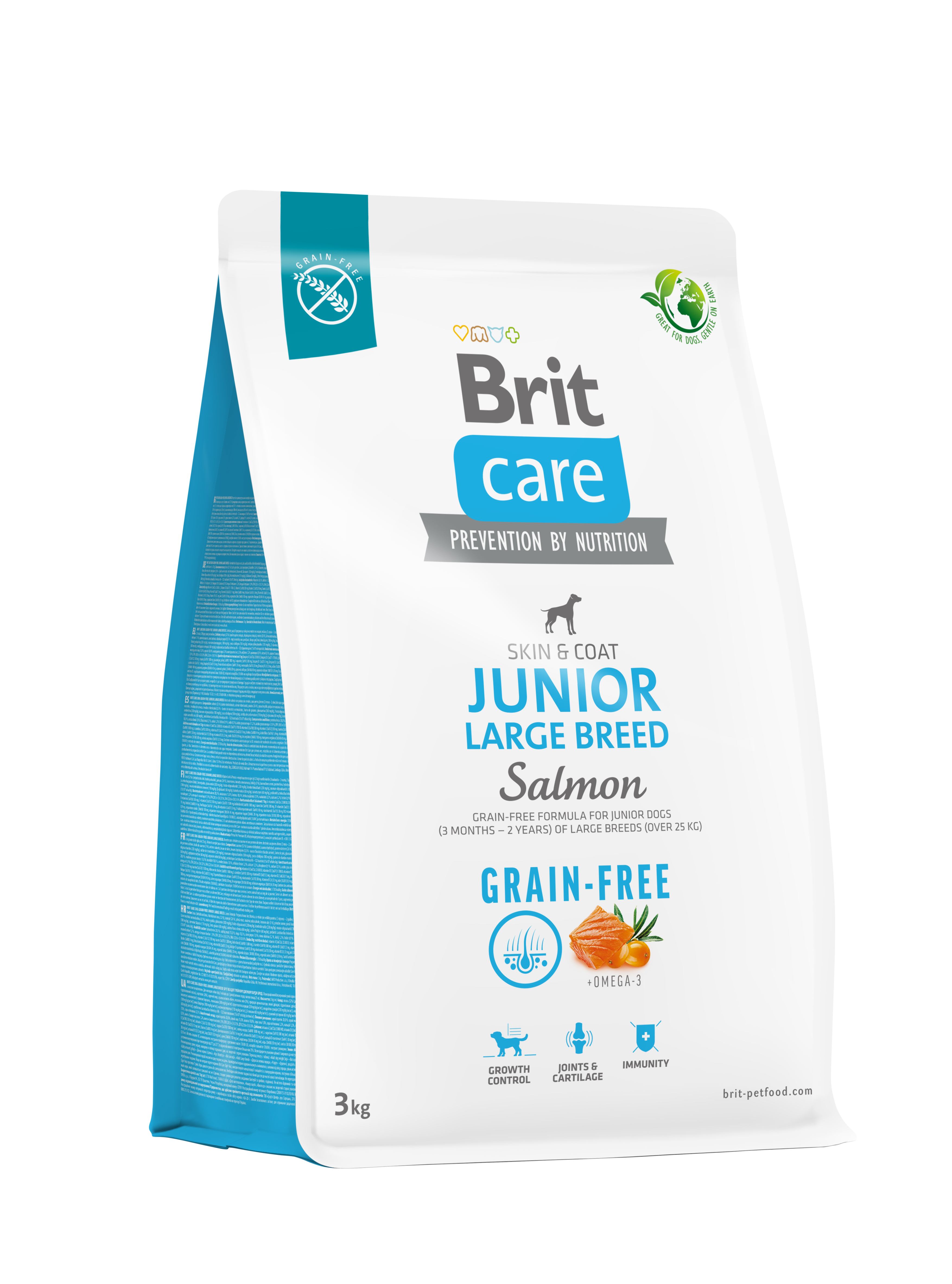 Корм сухий Brit Care Dog Grain-free Junior Large Breed для молодих собак великих порід беззерновий з лососем 3 кг