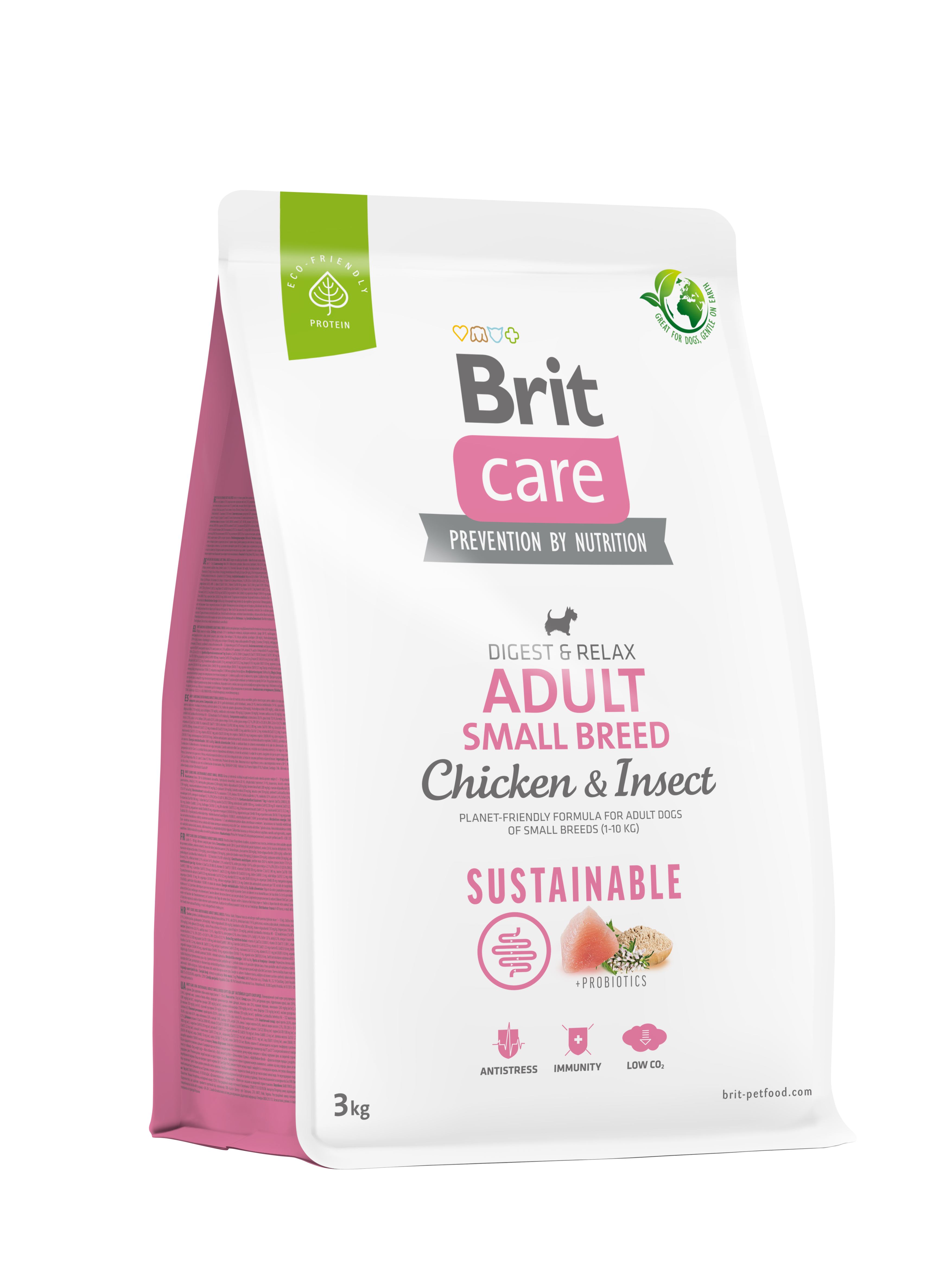 Корм сухий Brit Care Dog Sustainable Adult Small Breed для собак малих порід з куркою та комахами 3 кг