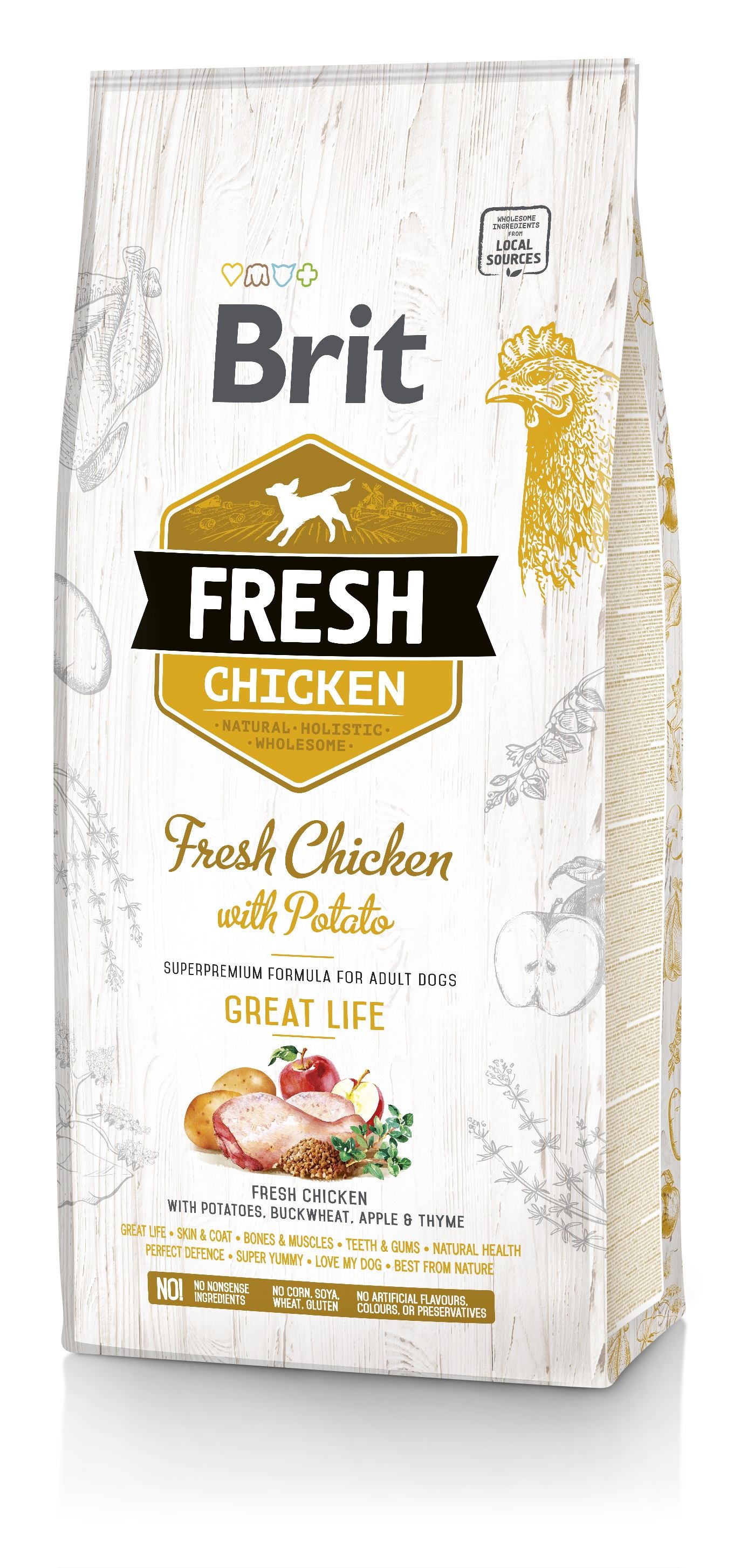 Корм сухий Brit Fresh Chicken/Potato Adult для дорослих собак всіх порід з куркою та картоплею 12 кг