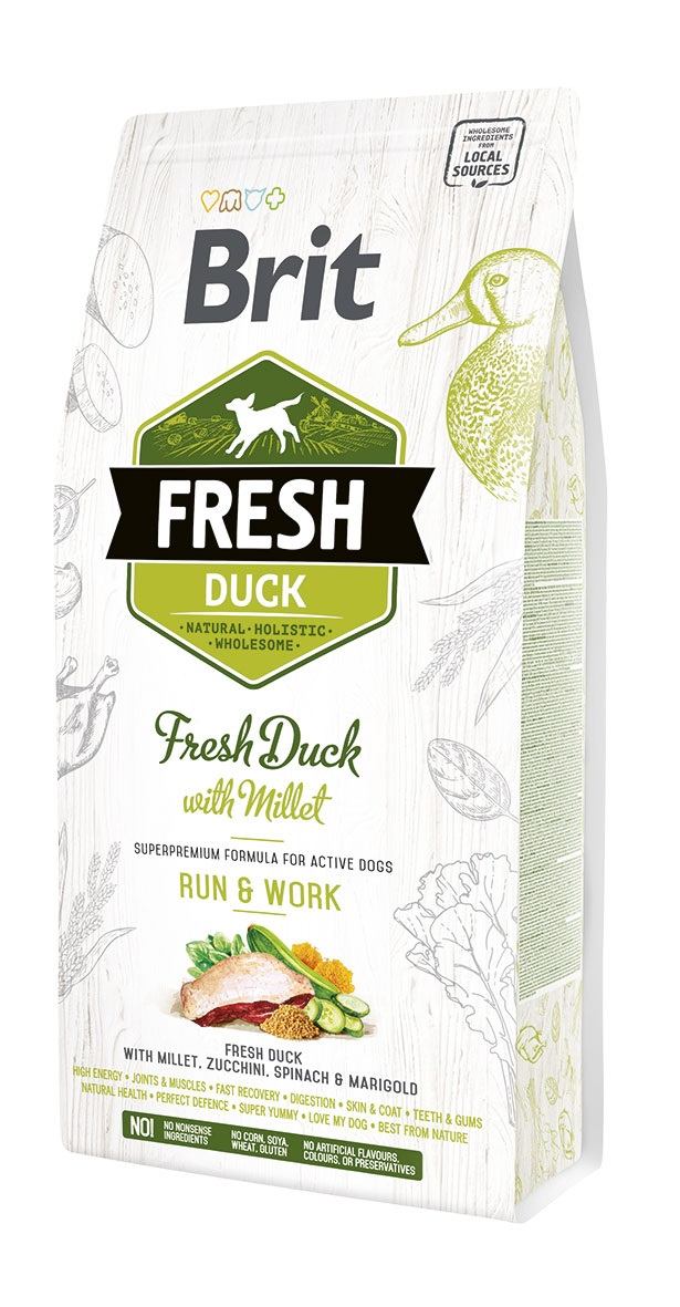 Корм сухий Brit Fresh Duck/Millet Active Run and Work для дорослих активних собак з качкою та пшоном 2,5 кг Brit - купити в Україні