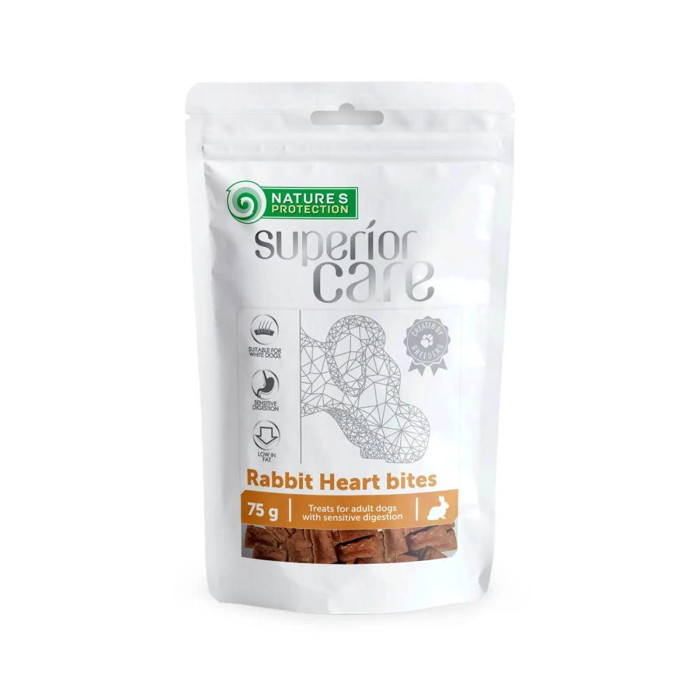 Ласощі для собак Natures Protection серце кролика шматочками з куркою 75 г (SNK46121)