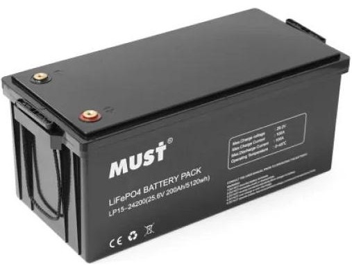 Акумулятор для ДБЖ MUST LiFePO4 LP15-24200 25.6V 200Ah, 5, 12kWh