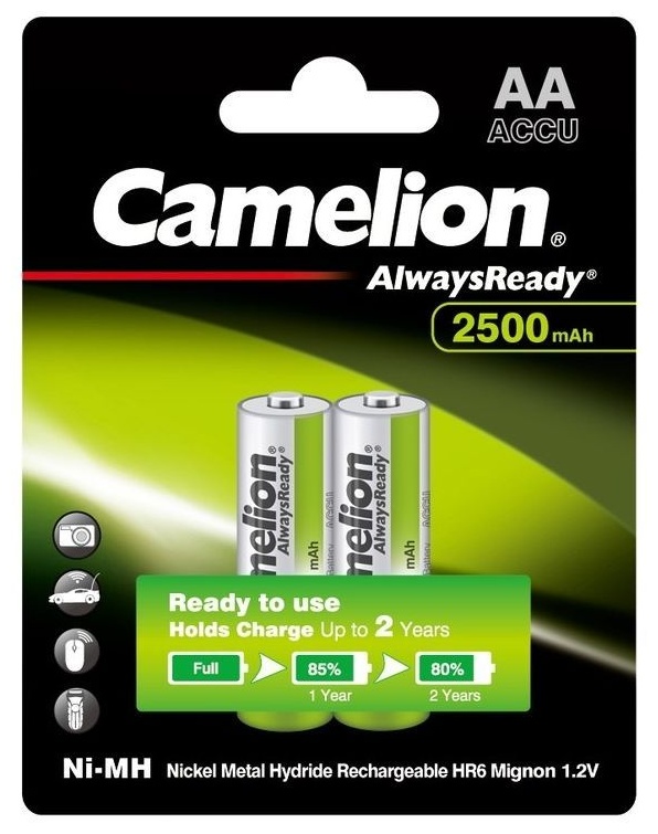 Акумулятор Camelion AA 2500mAh Ni-MH AlwaysReady * 2 R6-2BL (NH-АA2500АRBP2)